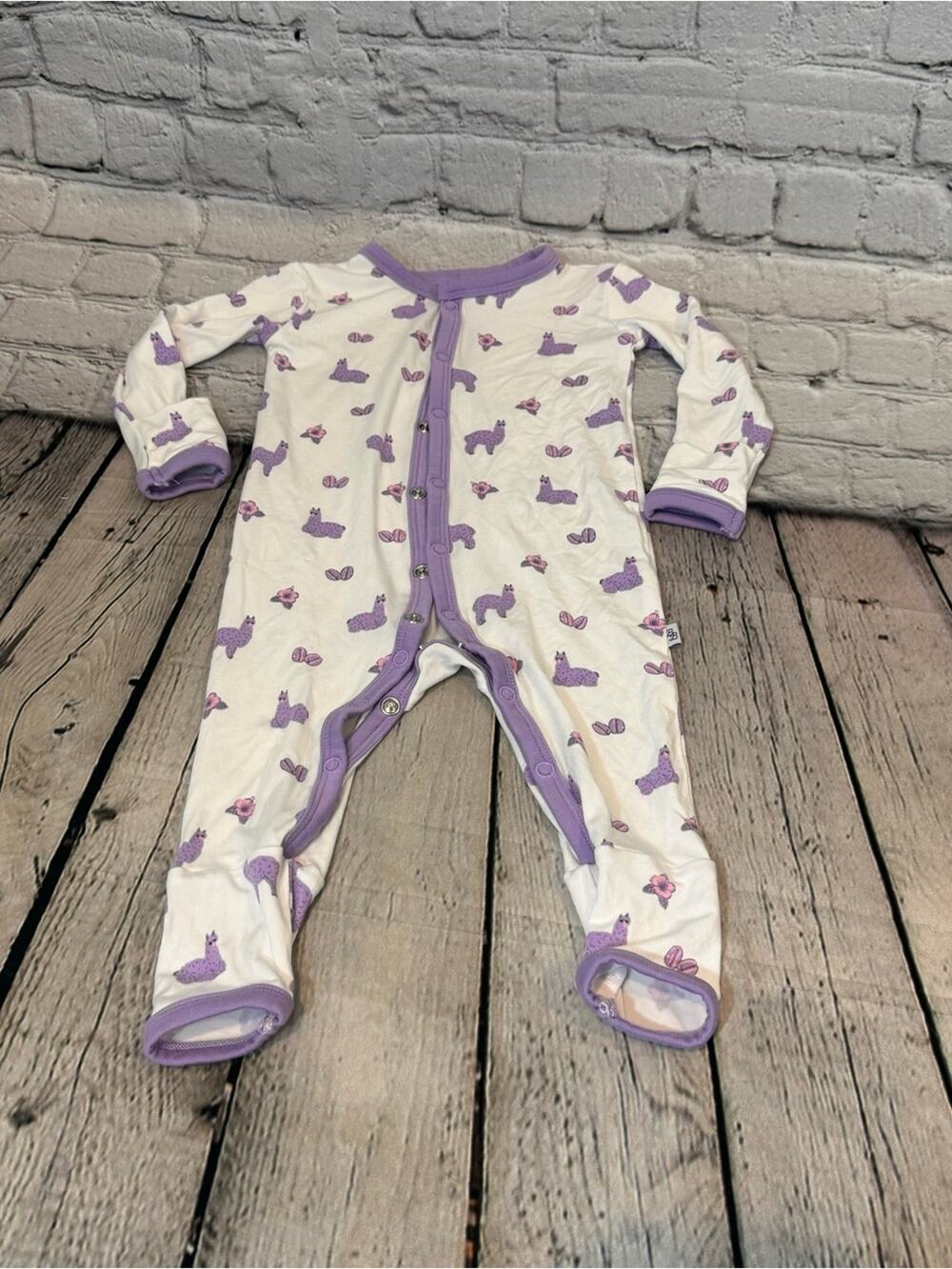 Bubble Baby Llama Pattern Snap Bamboo Romper